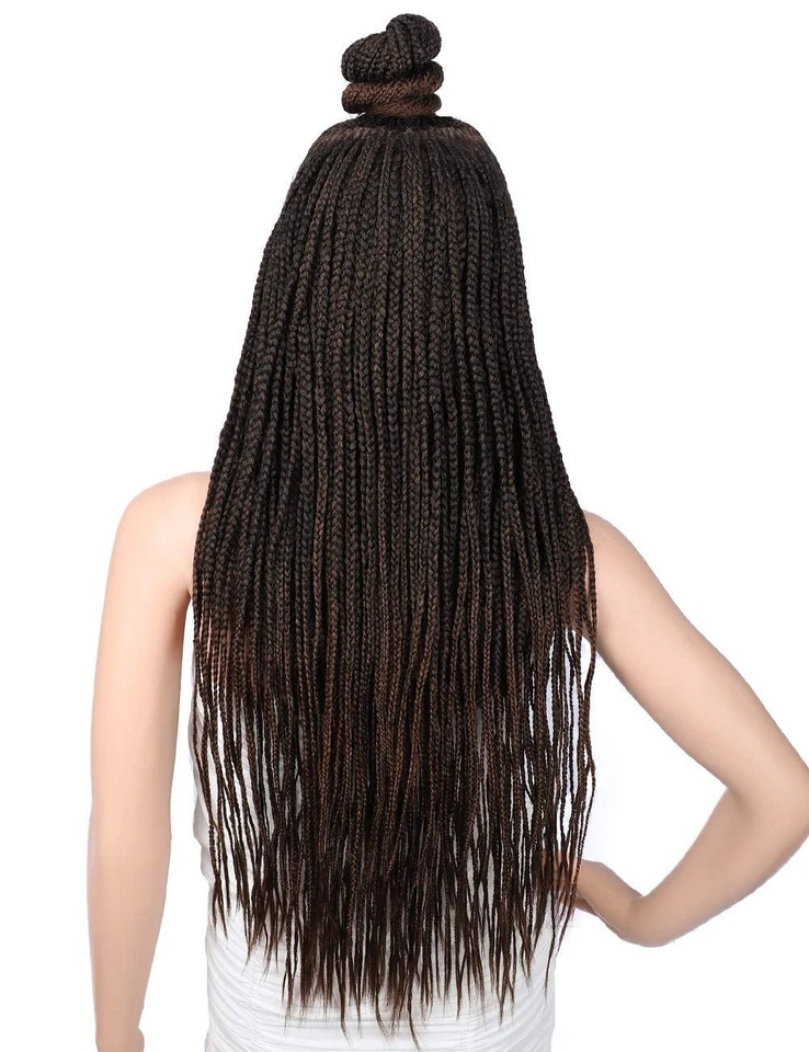 Kalyss 13X7” Lace Front Cornrow Braided Wigs for Women Updo Bun Box Braid Wig 30 - Image 4 of 4