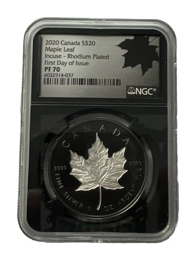 2020 Canada $20 Maple Leaf In Case Rhodium NGC PR 70 Ultra Cameo
