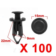 100Pcs Black Plastic Rivet Push Pin Type Trim Fastener Clips 9mm for Car