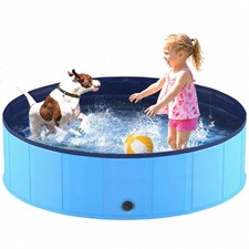 64" x 12" Collapsible Portable Dog Pool Plastic Dog Swimming Pool for Small