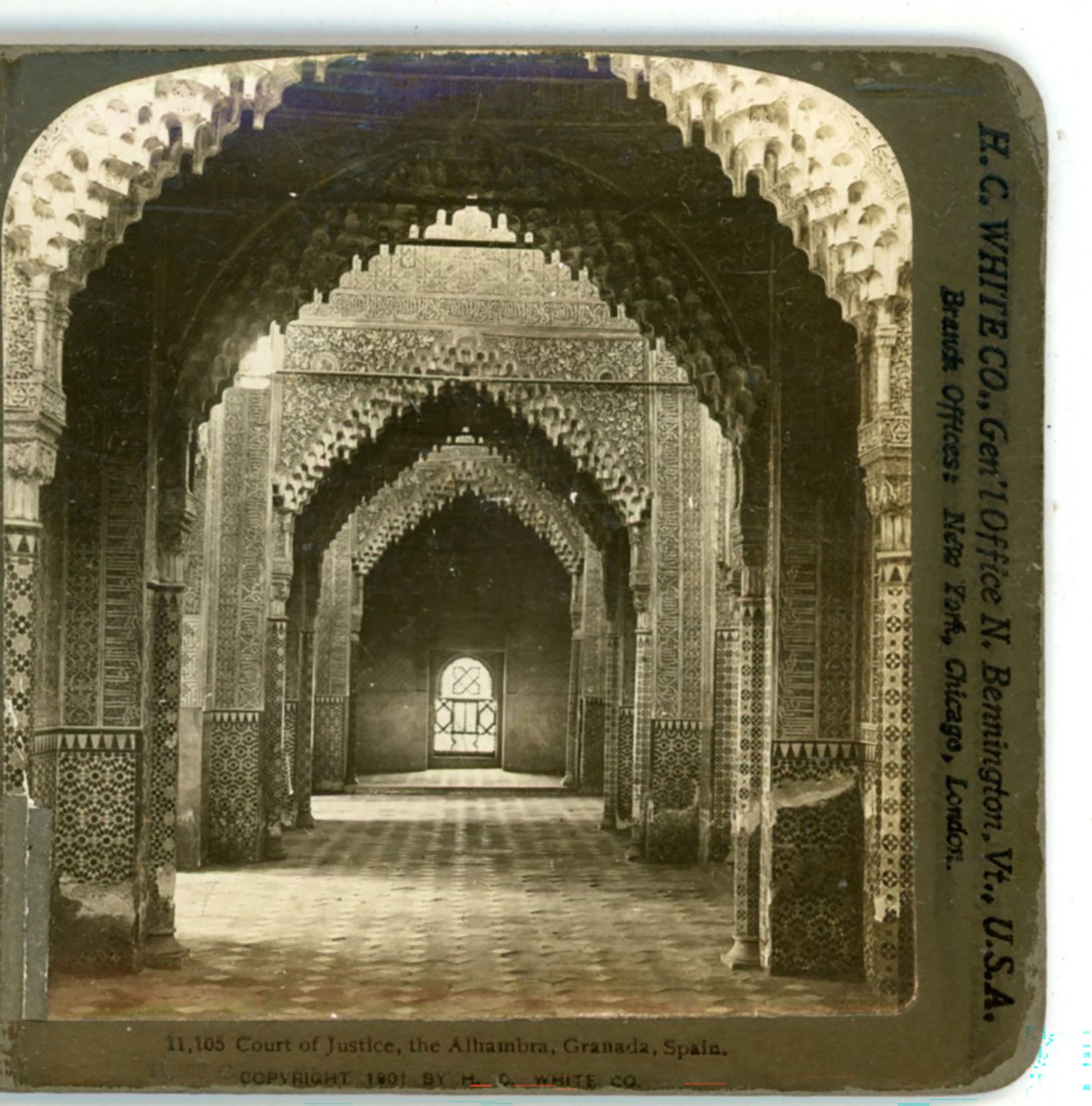 Court of Justice the Alhambra Granada Spain HC White Stereoview