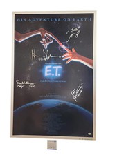 E.T. The Extra Terrestrial Cast Autographed 27x41 Movie Poster Exact Proof ACOA