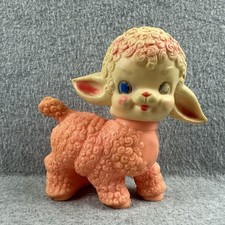 Vintage 1955 Sun Rubber Co Lamb Squeak Toy Pink Kitsch Figure Air Release 6.5