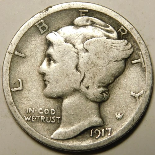 1917 D Mercury Dime 90% Silver VG-F  "Actual Coin Pictured- Not Cleaned"