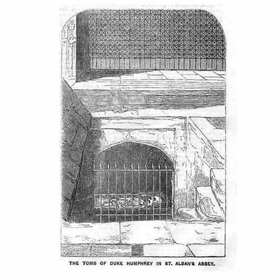 ST ALBANS Abbey The Tomb of Duke Humphrey - Antique Print 1857