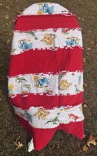 Handmade Rag Quilt Dinosaur Red/ White Multi Color Dino 40 X 40 Approx Flannel