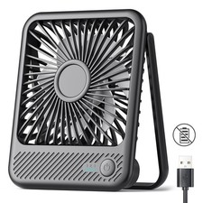 Koonie USB Desk Fan, Strong Wind Ultra Quiet Small 5 inch, Mini Black