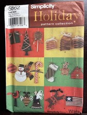 Simplicity 5862 Christmas Holiday Tree Ornament Pattern New No Sew