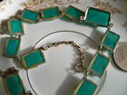 VINTAGE victorian necklace art deco green peking glass riviere nouveau pendants — photo 10