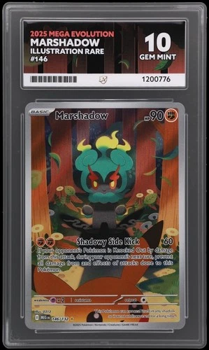 Marshadow 146/132 Mega Evolution Graded Pokemon Card ACE 10 PERFECT SUBS