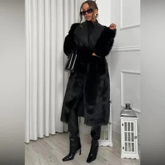 Zara Reversible Double Faced Faux Fur Coat SIZE M Ref 6318/278/800 thumbnail 10