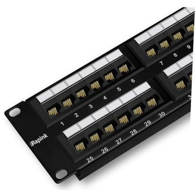 Rapink Patch Panel 48 Port Cat6 10G Support, Network Patch Panel UTP 19 48Port