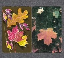 Vintage Swap Playing Cards Pair of Autumn Leaves Type Cards