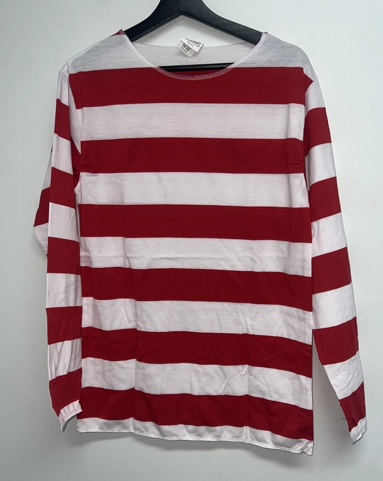 Where's Waldo Disfraz de Halloween Adulto Pequeño Mediano Camisa Sombrero Gafas Hombres Elope Foto 3 de 4