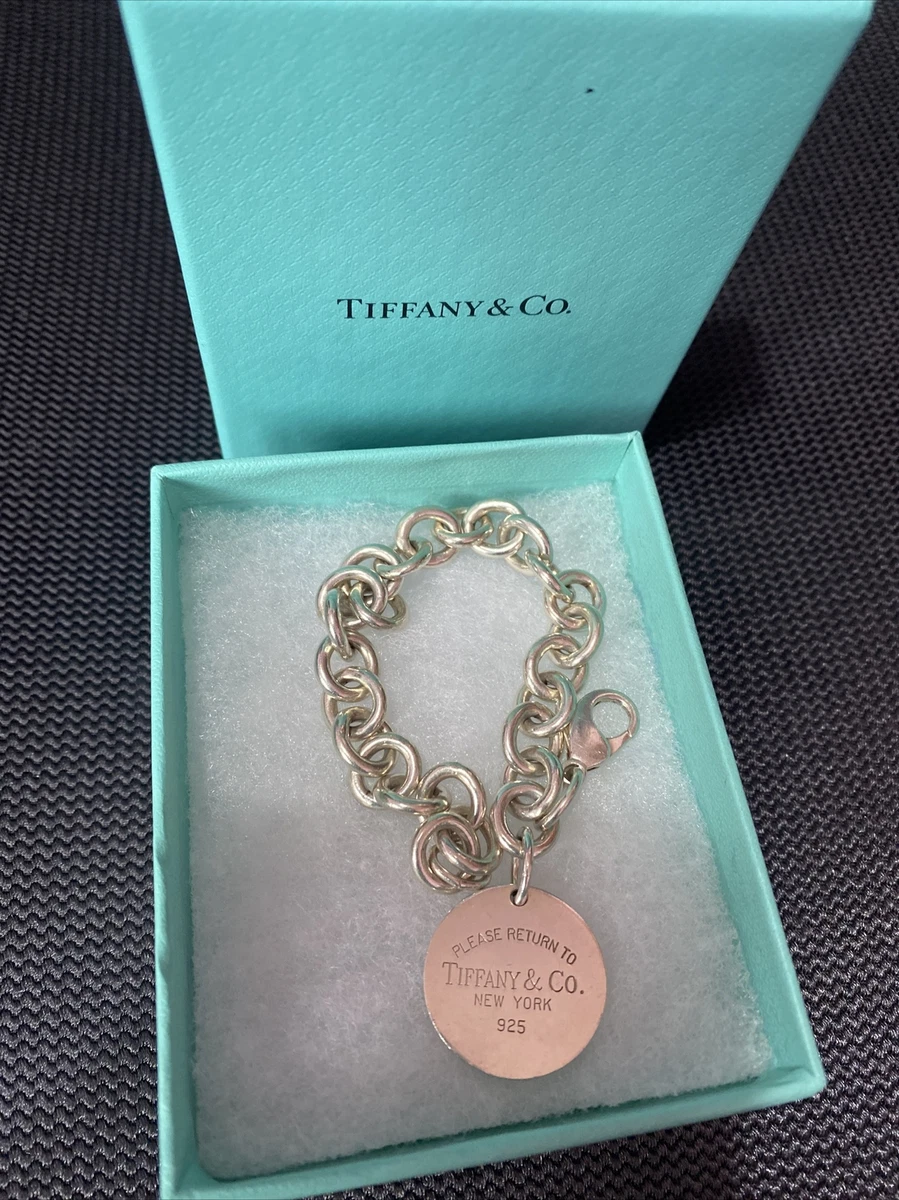 Return To Tiffany Co Silver Round Disc Tag Bracelet Genuine with box