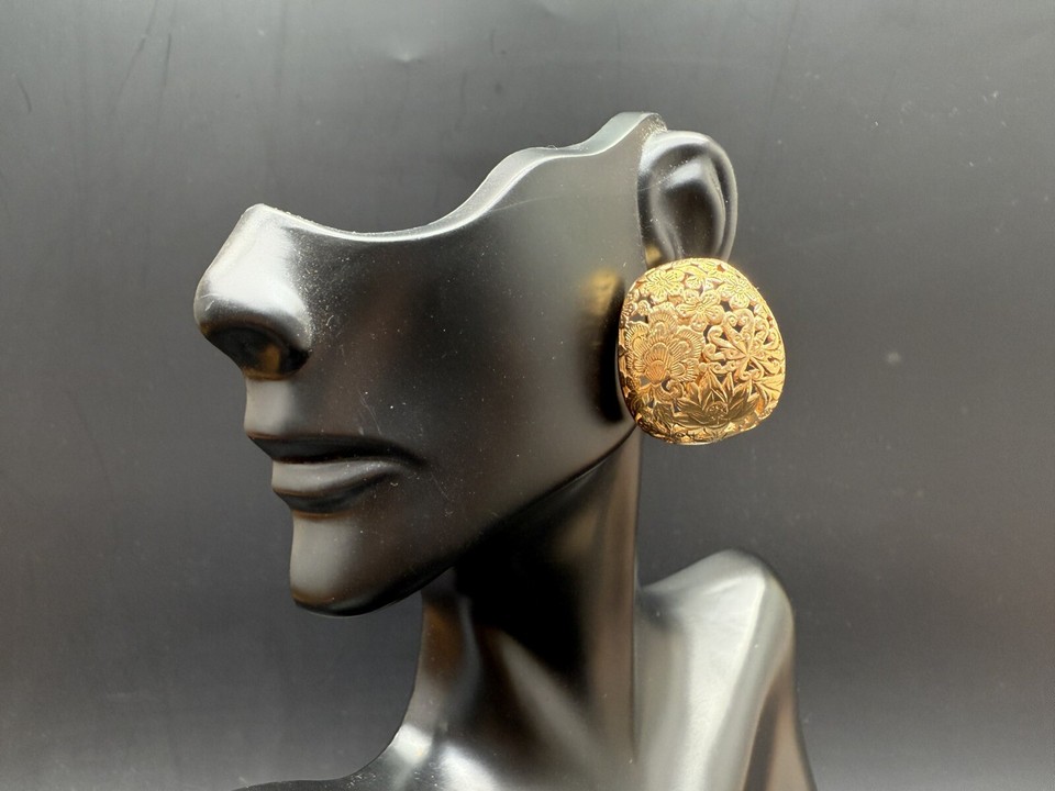 VINTAGE MING'S OF HONOLULU HAWAII 14KT YELLOW GOLD ROUND EARRING SET