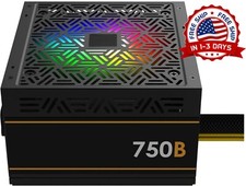 Fuente de alimentación no modular de 750 W para ordenador personal, color negro