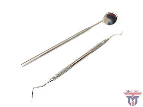 Set OF 2 Explorer Perio Probe & Dental Mirror With Handle Surgical Instruments - 第 1/2 張圖片
