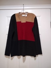 Dana Buchman Vintage Color Block 100 Wool Sweater Size Medium