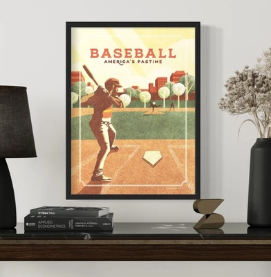 Retro Style Baseball Giclée Art Print - Baseball Batter Up Poster - Home Decor