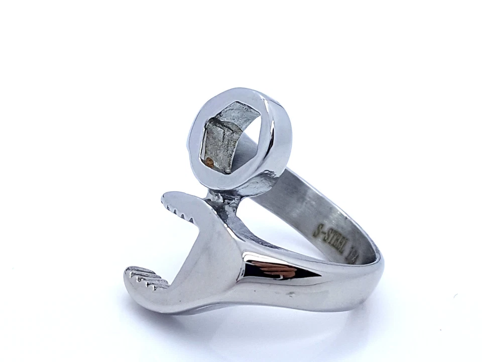 DA UOMO DONNA Acciaio Inox 316L Anello Chiave Design Argento Gloss Tonalità - Immagine 4 di 4