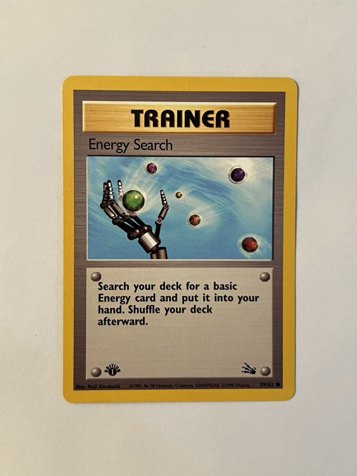 1st edition Energy Search 59/62 Fossil Set Rare Vintage Pokemon Card - LP