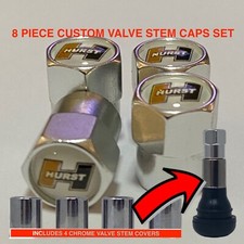 Hurst Hurstolds Oldsmobile 442 Cutlass Metal Tire Valve Stem Caps White Gold