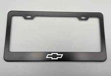 laser engraved Bowtie Logo BLACK Stainless Steel License Plate Frame fit chevy