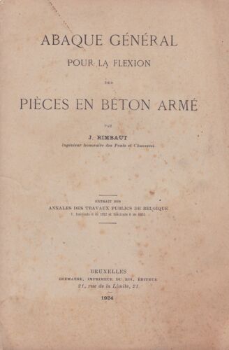 ABAQUE GÉNÉRAL POUR LA FLEXION DES PIÈCES EN BÉTON ARMÉ DE J. RIMBAUT  - Picture 1 of 1