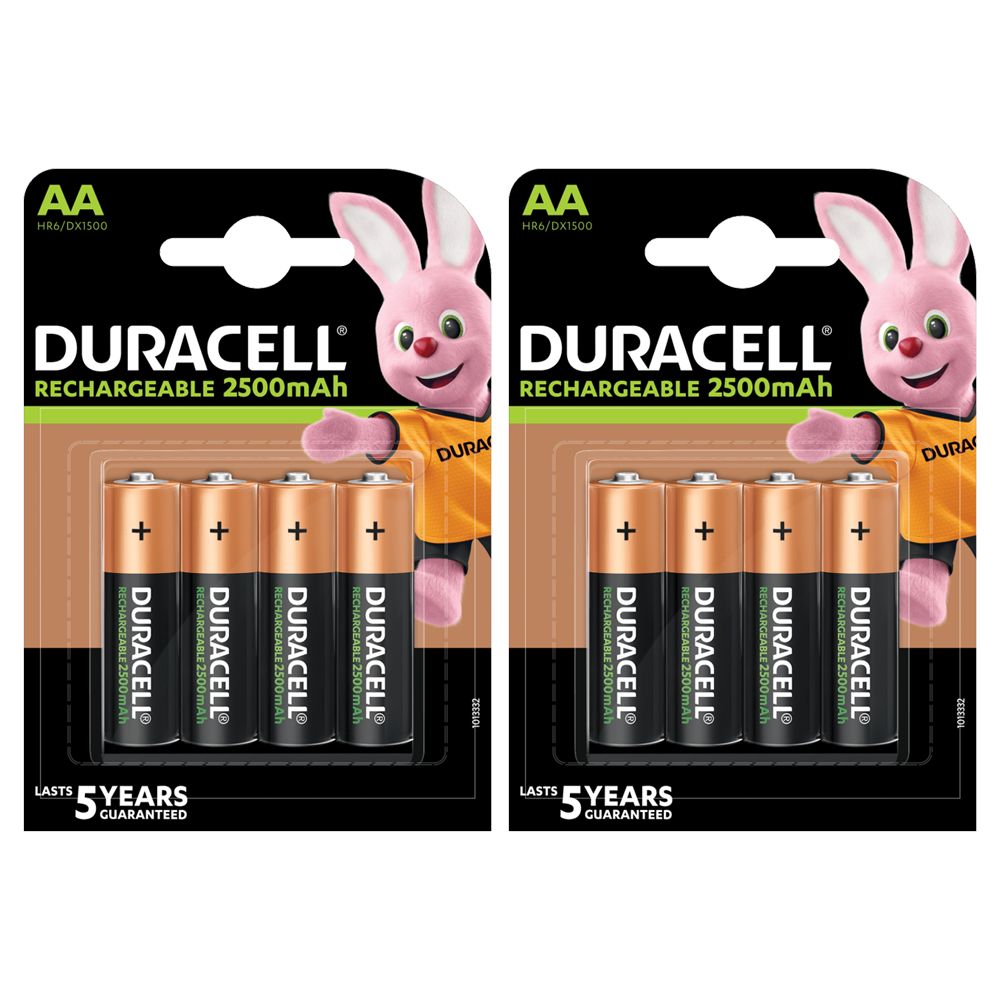 Duracell 2500mAh AA HR6 Rechargeable Batteries x 8 **Genuine Duracell