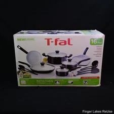 T-fal Initiatives Ceramic Non Stick Cookware 16 Piece Set