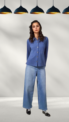 Chemise Double Tricot Manches Longues White Stuff Femme Bleu - Neuve Avec Défaut