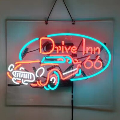 Drive Inn 66 Car Neon Sign 19x15 Lamp Beer Bar Store Pub Wall Decor