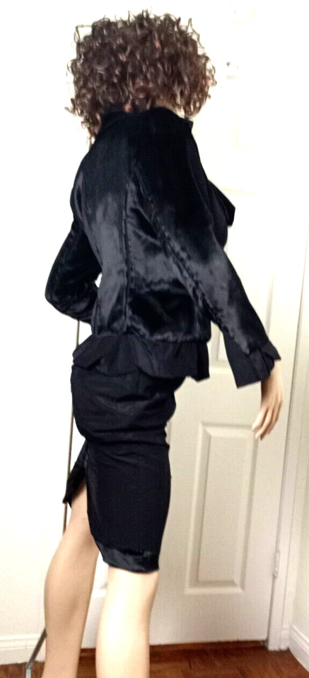 YVES SAINT LAURENT RIVE GAUCHE ЖЕНЩИН ЧЕРНЫЙ ШЕЛК И ВИСКОЗА ЮБКА КОСТЮМ РАЗМЕР 4-6 НОВЫЙ! - Изображение 3 из 4