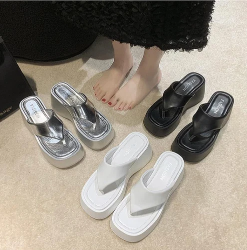 Summer Womens Slippers Platform Flip Flops Clip Toe Wedges Heels Thong Sandals - Picture 5 of 21