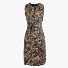 J.Crew Sheath Dress In Leopard Bi-Stretch Cotton J5876 Size 10