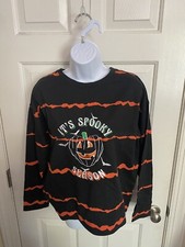SPOOKY SEASON Womens Sweatshirt Jrs Medium M Black Sweatshirt Halloween NWT