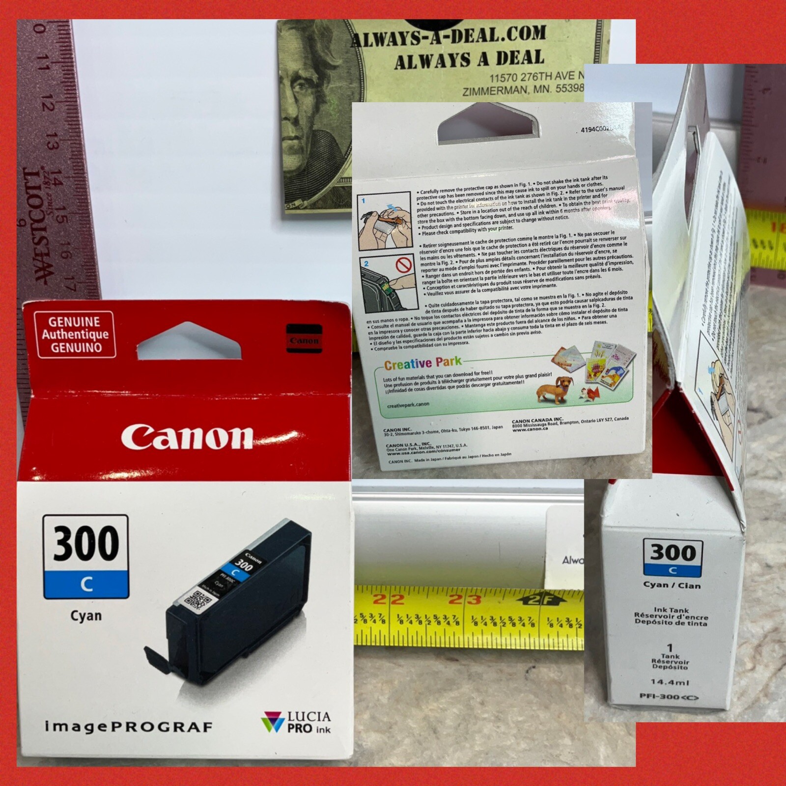 Canon 4194C002 (PFI300) Ink Inkjet Printer Cartridge Refill Cyan