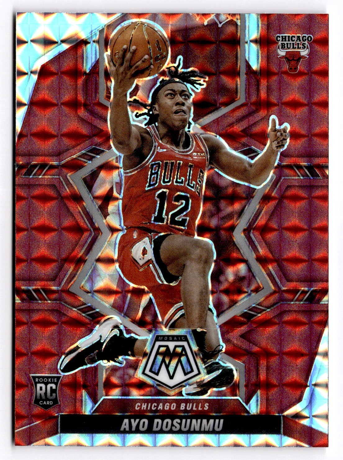 2021-22 Panini Mosaic - Rookies Red Mosaic Prizm #233 Ayo Dosunmu (RC) Bulls