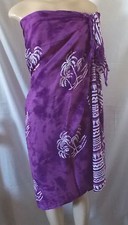PURPLE WHITE BEACH COVER UP,SARONG, WRAP PALM PRINT FABRIC