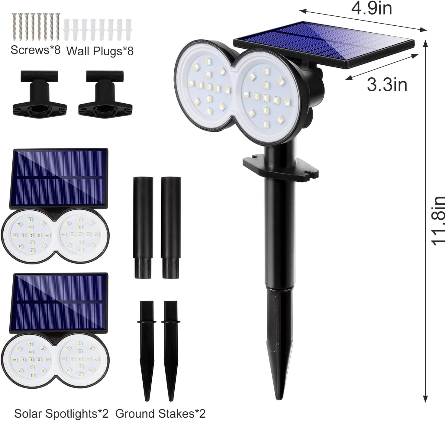K KASONIC - Solar Spot Lights Outdoor, Color Changing Waterproof LED Solar Lands