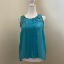 Nicole by Nicole Miller Sheer Hi-Lo Sleeveless Blouse Tank Top Sz XS
