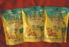 3 PACK PRINCE OF PEACE PINEAPPLE COCONUT GINGER CHEWS CANDY CHEWY ORGANIC