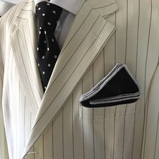 Pocket Square Handmade Black With White Stitched Borders By Squaretrapnyny.com