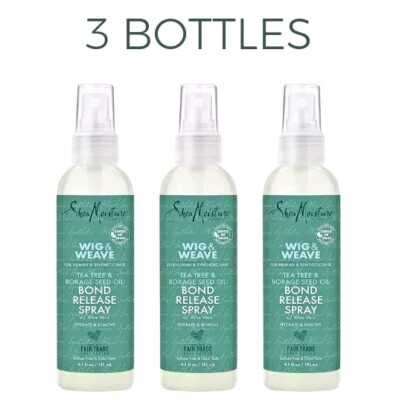 x3 Shea Moisture Wig & Weave Bond Release Spray Tea Tree Borage Seed Oil Aloe