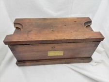 Antique 19C Shoe Shine Box Wood Brass