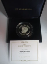 2005 King Charles & Camilla Royal Wedding 2oz Fine Silver Proof Coin Boxed