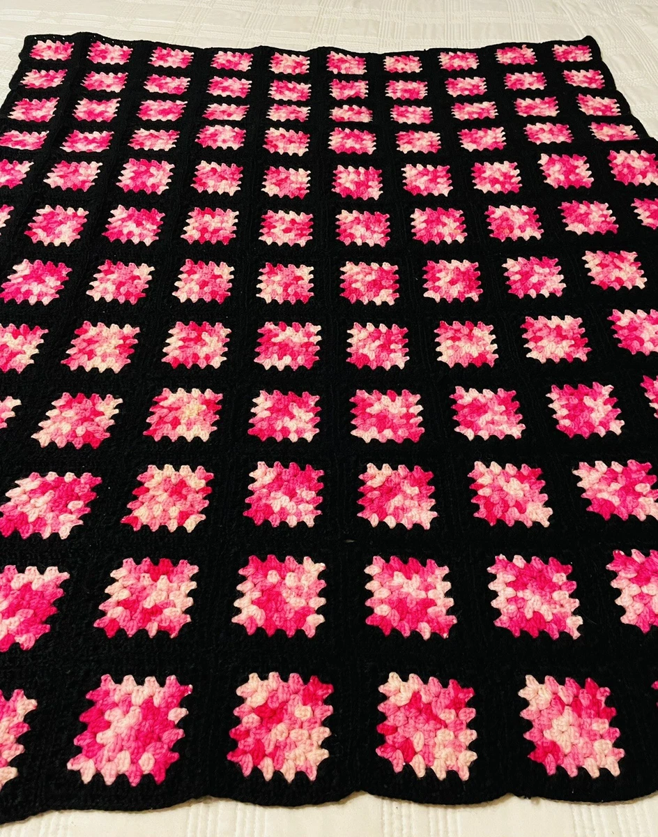 Pink and black crochet blanket cheap