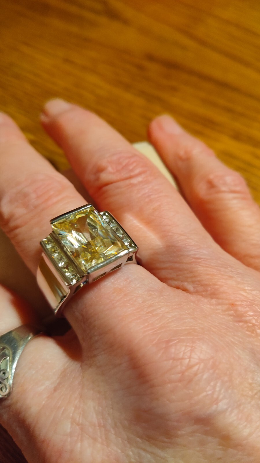 .925 Silver Yellow Emerald Cut Rectangular Crysta… - image 3