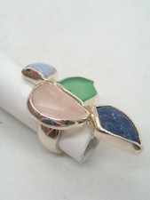 ANELLO in ARGENTO 925 con PIETRE DURE naturali: Quarzo Sodalite Agata Calcedonio